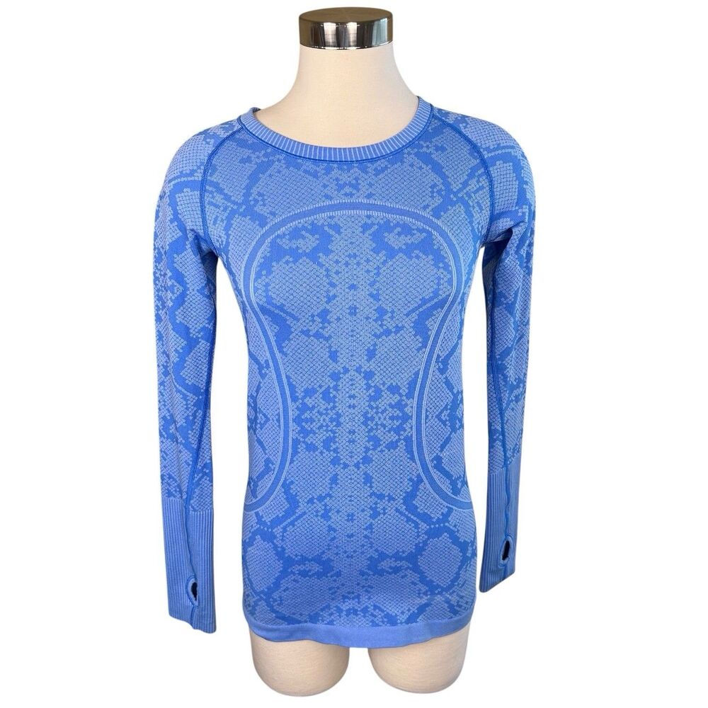 Lululemon Run Swiftly Tech Hip Length Blue Heathered Pipe Dream LS Sz 6